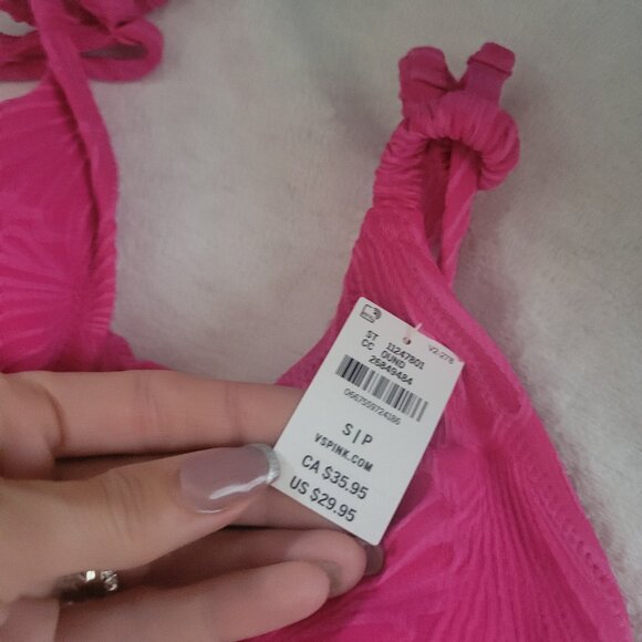 VS/Pink Scrunchie Triangle Bikini Top - S - Picture 3 of 5